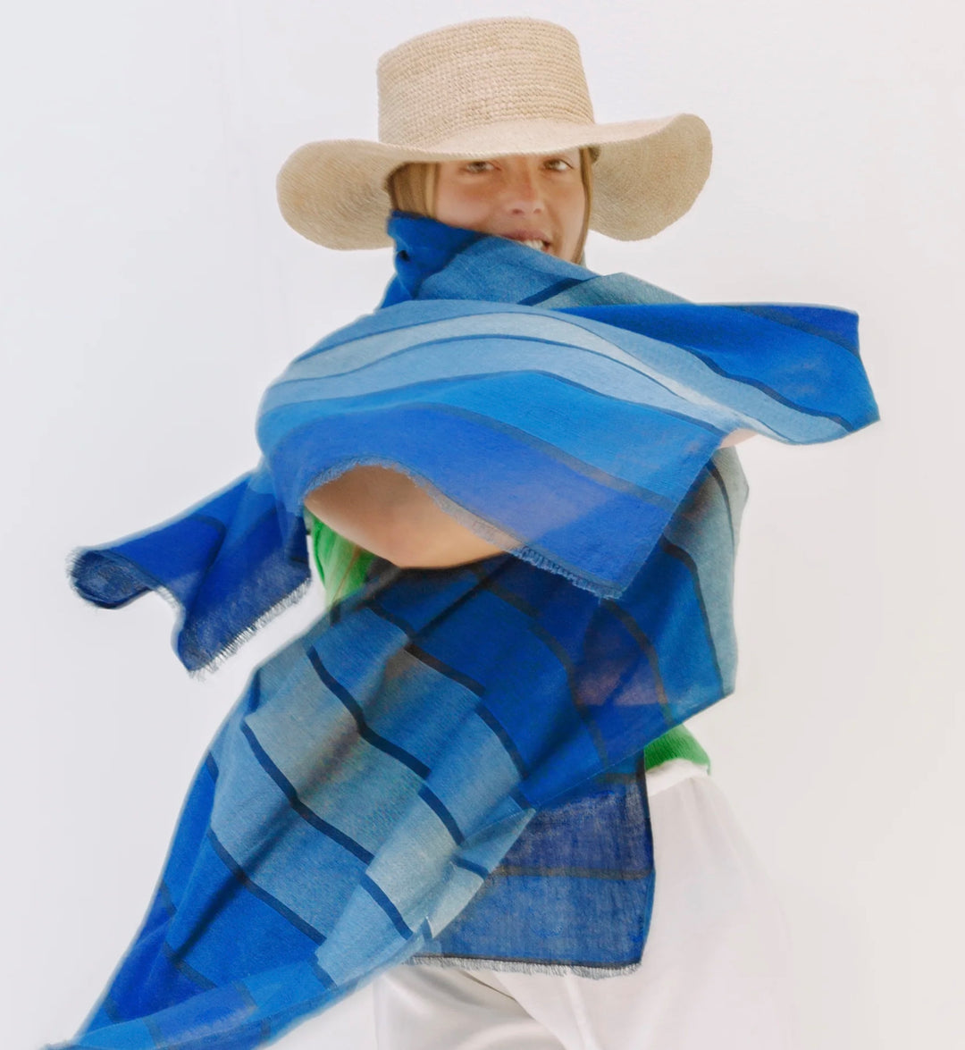 Insect-Repellent Camellia Wrap in Blue Waves by Shoo For Good