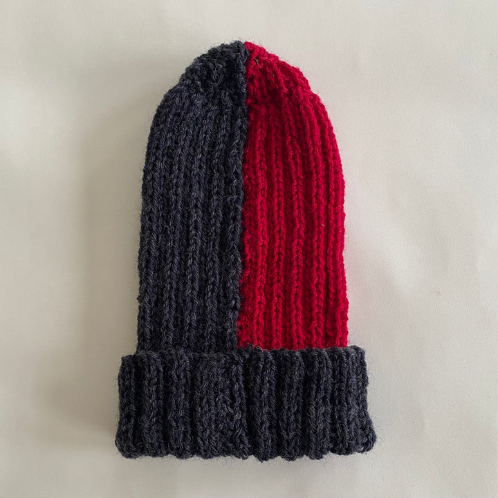 Buoy Beanie in Raspberry and Charcoal